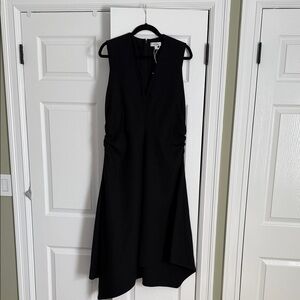 COS Black Sleeveless V-Neck High-Low Dress
